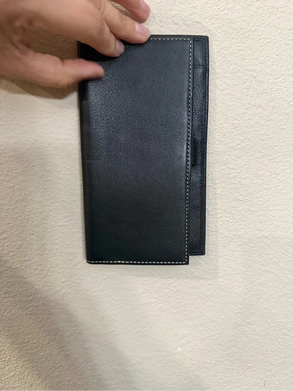 Coach Black Leather Men's Long Wallet with Contrast Stitching